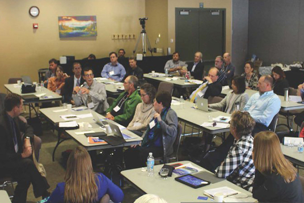 Forum participants discussing lessons learned and best practices for managing groundwater resources at the 2016 Critical Issues Forum: Addressing Changes in Regional Groundwater Resources: Lessons from the High Plains Aquifer. (Image credit: AGI)