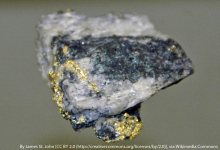 Specimen of gold-bornite-quartz from a hydrothermal vein