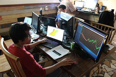 student working on a computer