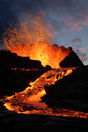 volcano erupting