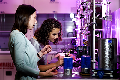 Two women working in a lab