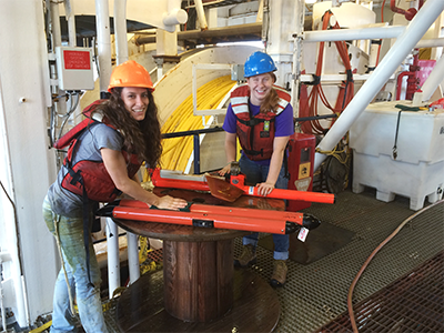 Two female students with data torpedos