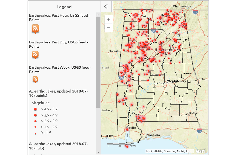Interactive Map Of Earthquakes In Alabama American Geosciences