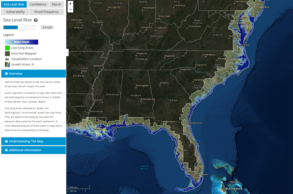 pindas kom tot rust Aanpassen Interactive map of coastal flooding impacts from sea level rise | American  Geosciences Institute