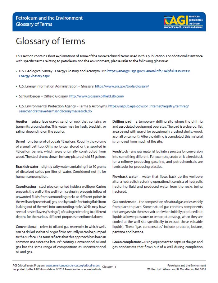Cover of Glossary of Terms