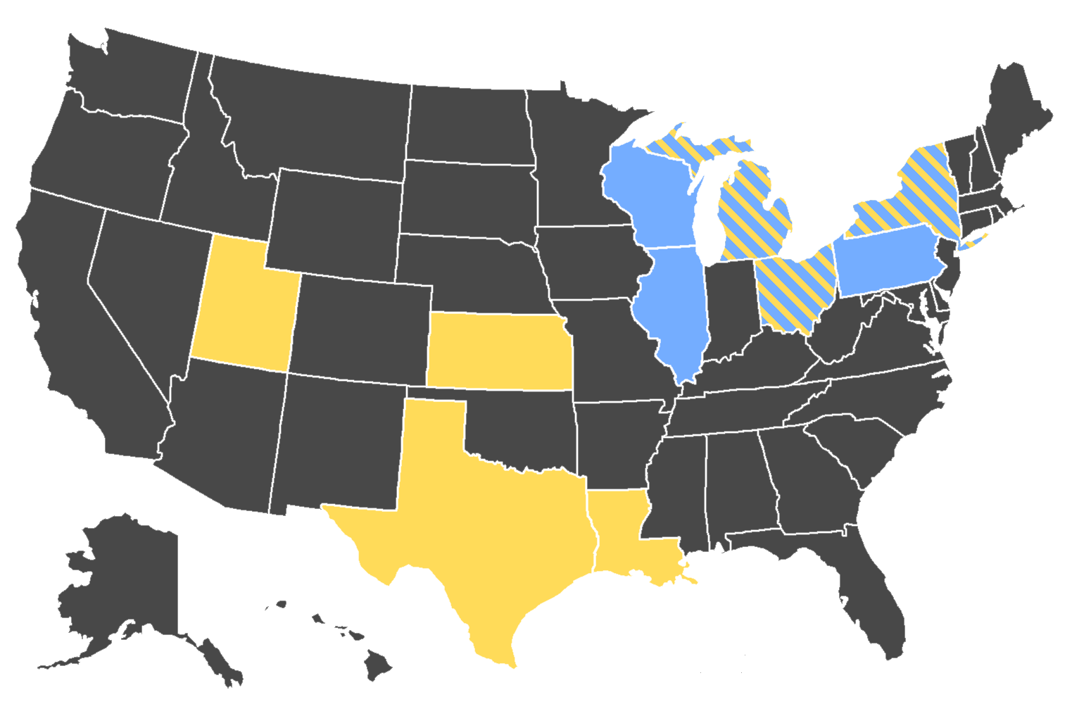 Map of major salt-producing and salt-using states.