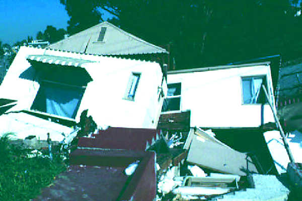 Fig.2. Homes in Oakland, CA, destroyed by landslides in 1998. Source: USGS OFR 81-987
