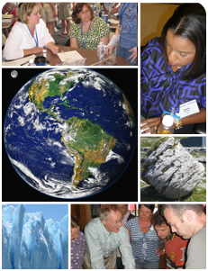 Collage of images about professional development and the geosciences