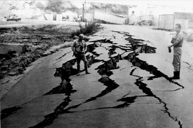 The Peru earthquake of May 31, 1970 caused slumping and cracking of this paved road. Image Credit: U.S. Geological Survey