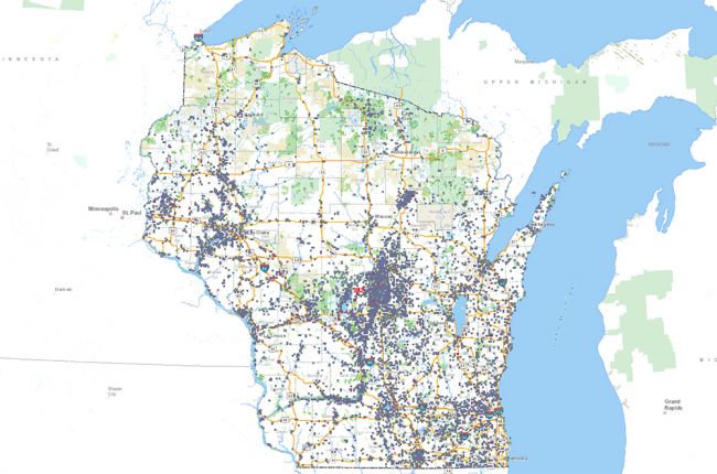 Screenshot of Wisconsin water use map