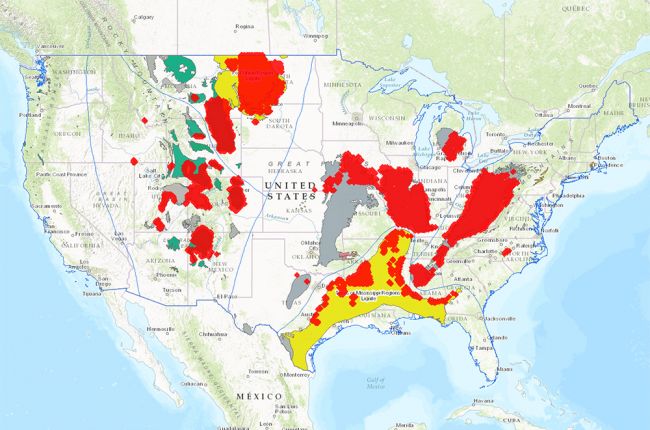Screenshot of the National Coal Resources Data System interactive map