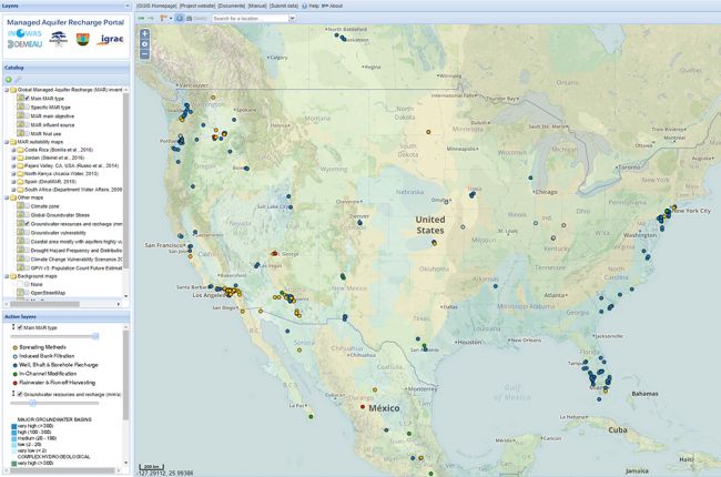 Screenshot of interactive map showing MAR sites color-coded by MAR technique. 