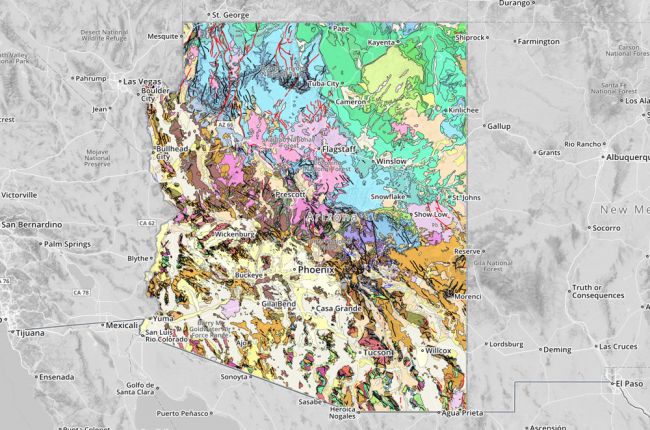 Screenshot of Arizona geologic map