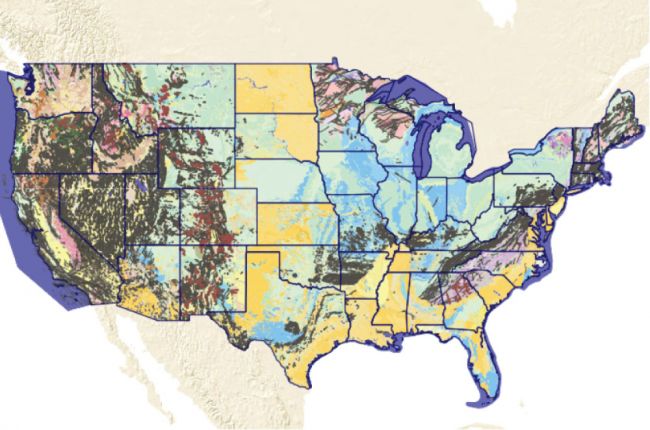 Screenshot of interactive geological map of the United States