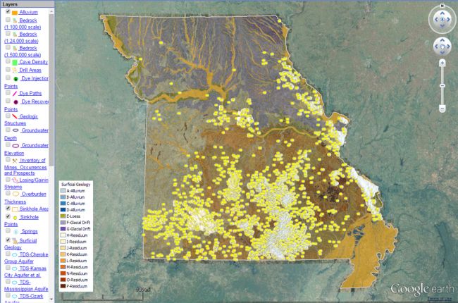 Screenshot of MO geoscience map