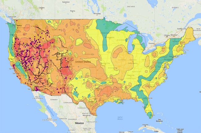 Interactive map of geothermal resources in the United States | American ...