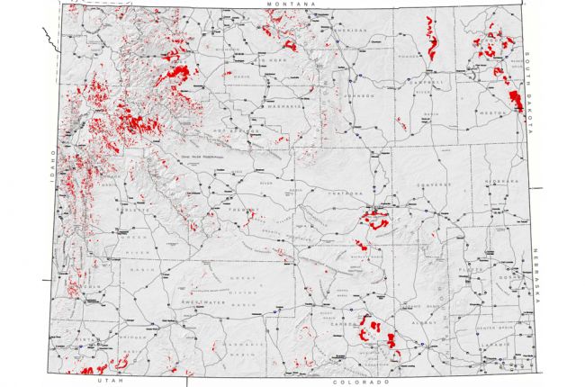Screenshot of Wyoming landslide map
