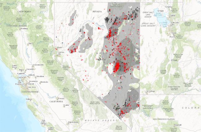 Screenshot of Oil and Gas Potential map of Nevada