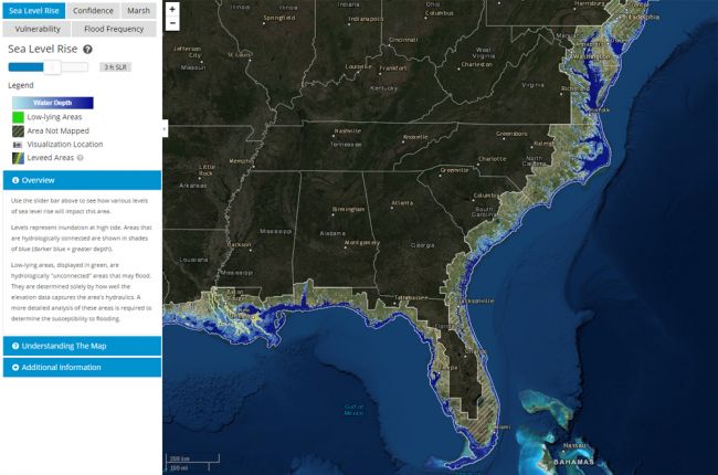 Interactive map of coastal flooding impacts from sea level rise ...