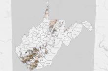 Screenshot of the WVGES interactive map of coal mines in West Virginia