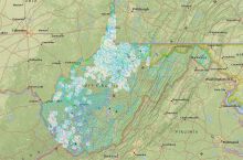 Screenshot of interactive map of environmental information in West Virginia