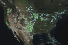 Screenshot of the interactive USGS windFarm map
