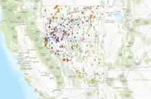 Screenshot of the interactive map of Nevada's geothermal resources and infrastructure.