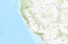 Screenshot of the interactive map of landslides in California