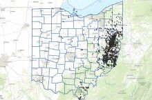 Screenshot of Ohio oil and gas well interactive map