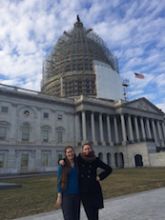 Spring 2015 Intern Piper Lewis (left) and Fall 2014 intern Peri Sasnett (right) in front of the U.S. Capitol Building