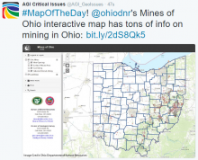 Screenshot of Mines of Ohio interactive map from the Ohio DNR. Image Credit: Ohio Department of Natural Resources