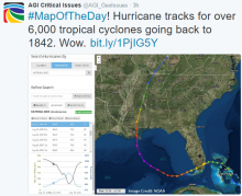 Screenshot of interactive map of historical hurricane tracks. Image Credit: National Oceanic and Atmospheric Administration