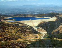 Photo taken from a helicopter of the Olivenhain Dam and reservoir near Escondido, CA. Photo by Phil Konstantin
