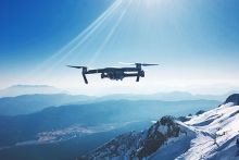 Drone above mountains
