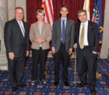 Clinton Koch and Maeve Boland, Director of Geoscience Policy, with Senators Dick Durbin and Mark Kirk.