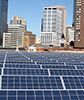 Photo of a 600 KW solar electric system on the Minneapolis Convention Center.