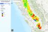 Screenshot of map showing groundwater level changes in California