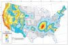 Screenshot of the 2014 USGS model of ground shaking probabilities as a result of earthquakes in the United States