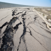 Cracked road from earthquake