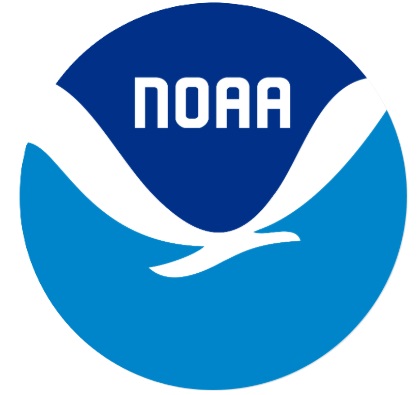 NOAA logo with a blue circle and a white bird in the middle