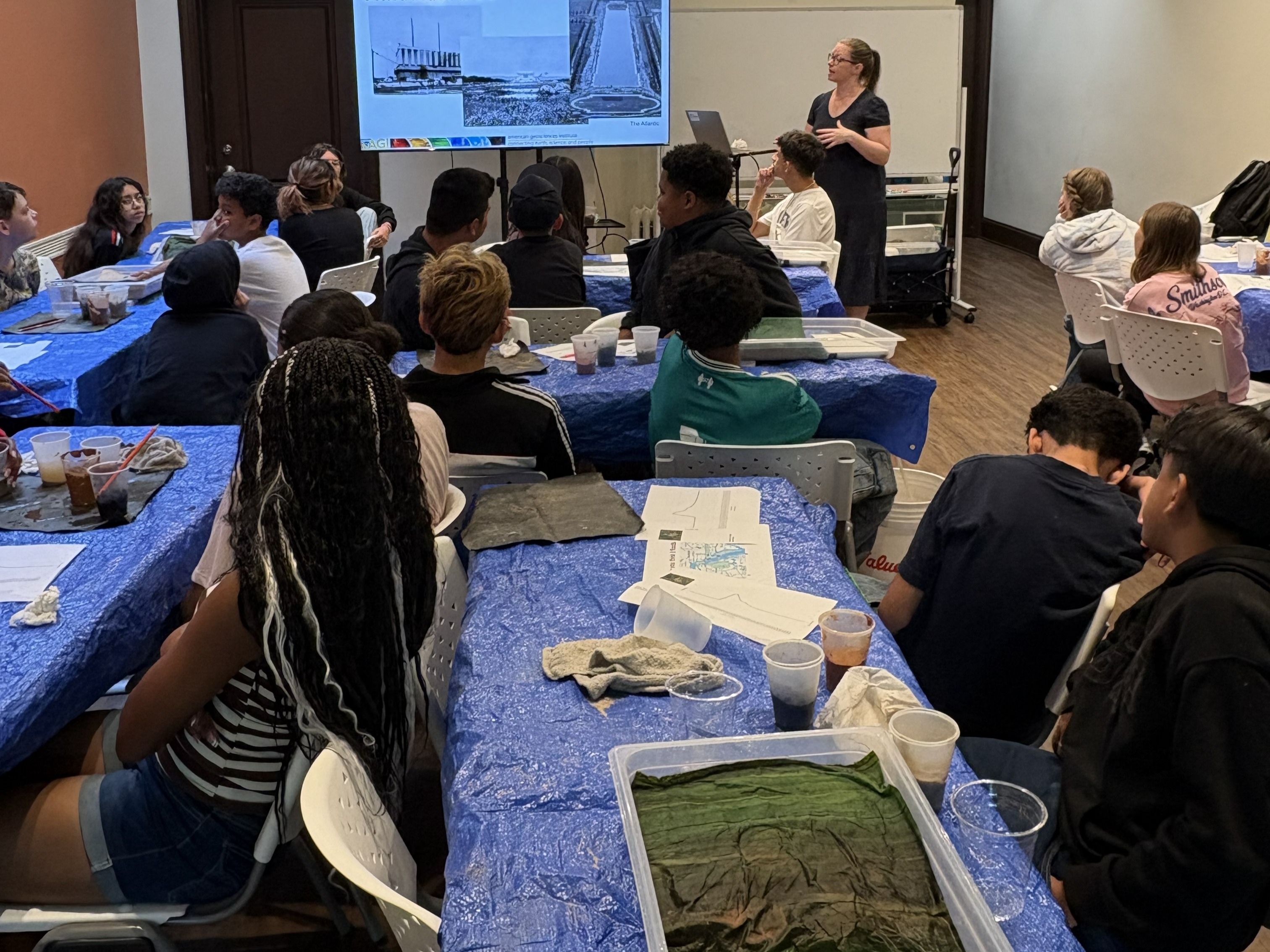 AGI’s education specialist leading a workshop for students on flooding.