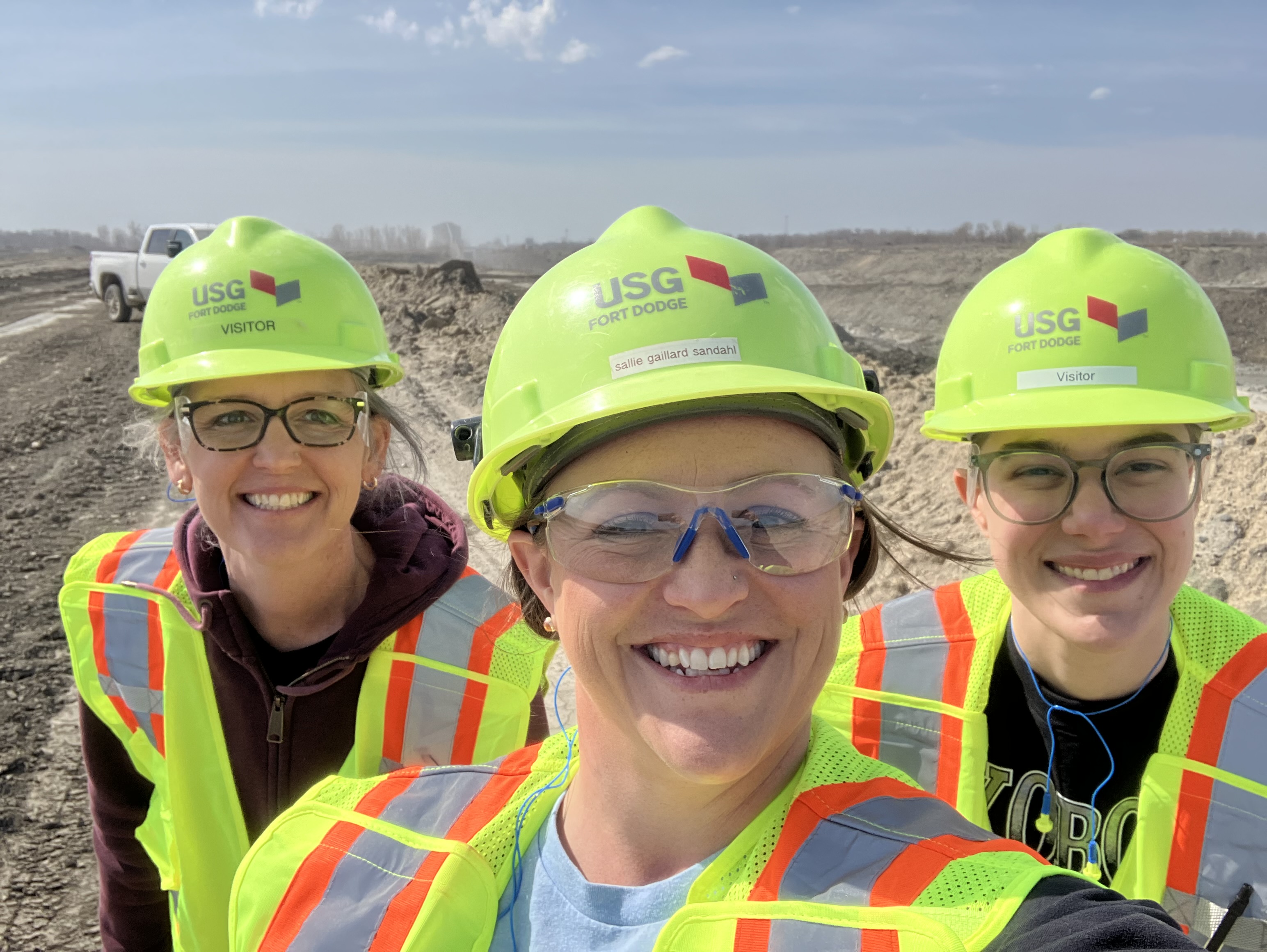 April 2025 TFE participants three women in hard hats at a mine