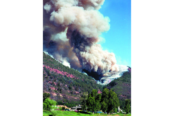 Figure 1: Homeowners and emergency managers are still coping with debris flows and the aftermath of the 2002 Missionary Ridge wildfire near Durango, Colorado. Credit: P. Winkworth Figure 1: Homeowners and emergency managers are still coping with debris flows and the aftermath of the 2002 Missionary Ridge wildfire near Durango, Colorado. Credit: P. Winkworth