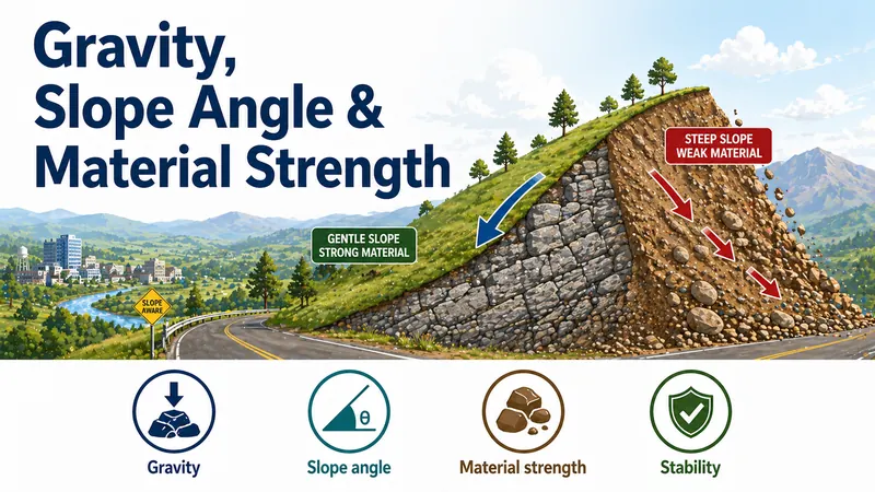 The Role of Gravity, Slope Angle, and Material Strength