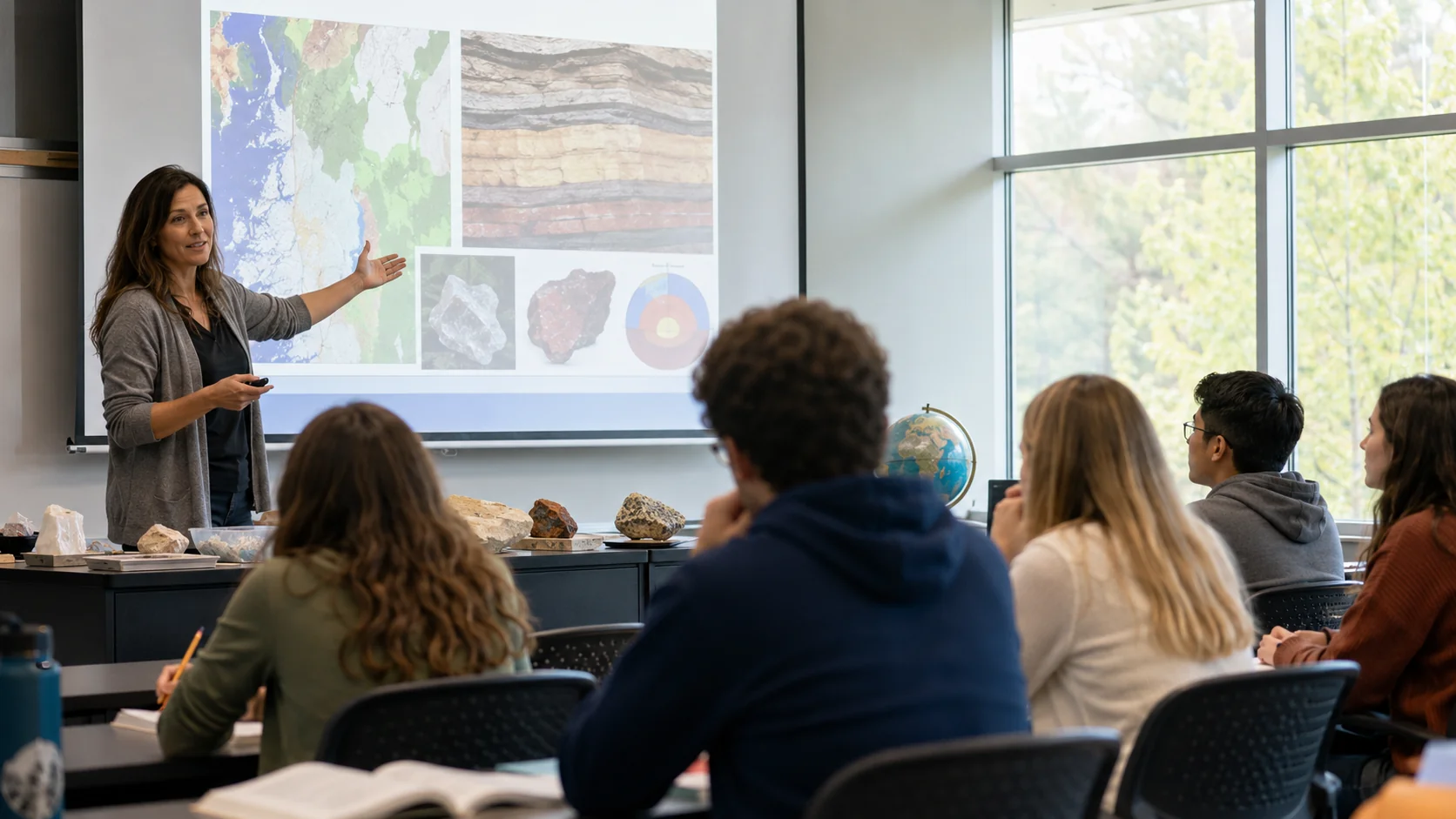Faculty teaching a geology course.