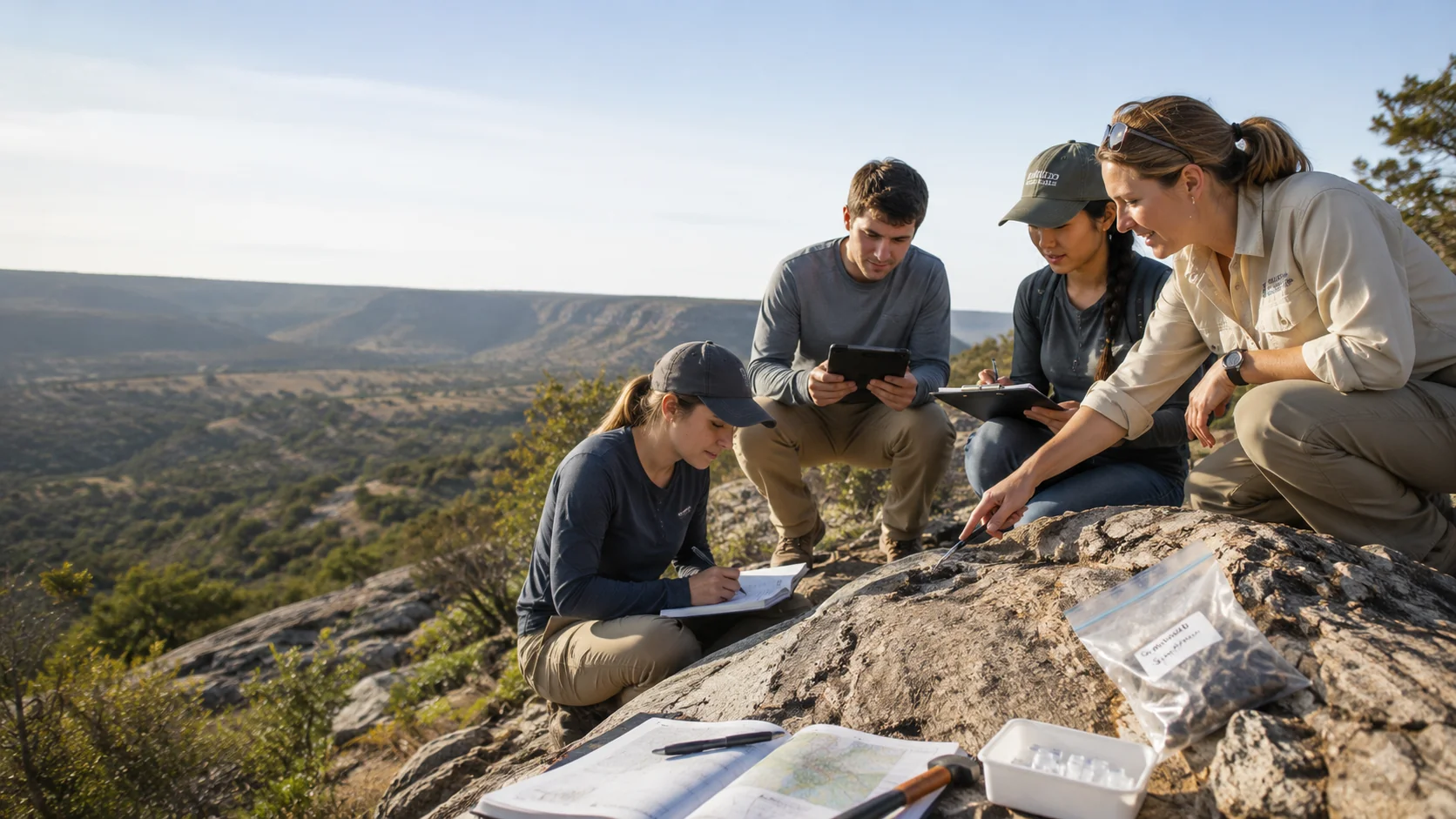 Geoscience students working as interns.