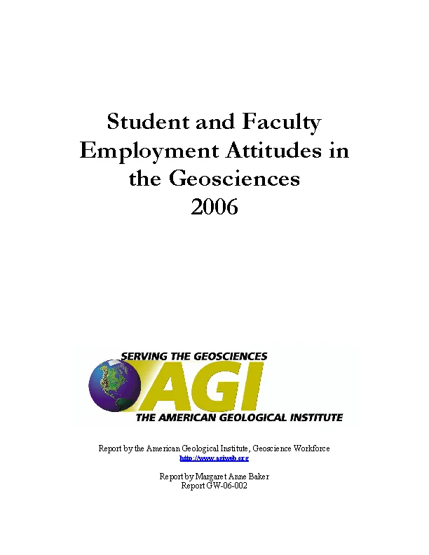 Student and Faculty Employment Attitudes in the Geosciences, 2006