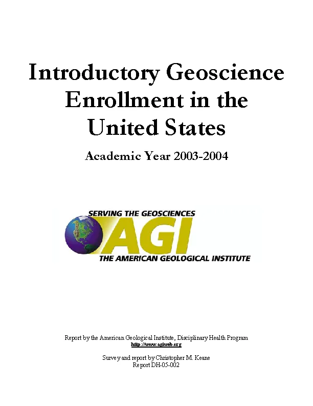 Introductory Geoscience Enrollments in the United States, Academic Year 2003-2004