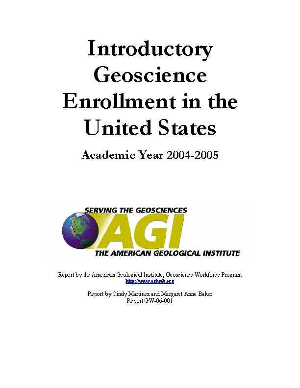 Introductory Geoscience Enrollments in the United States, Academic Year 2004-2005